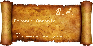 Bakonyi Antónia névjegykártya
